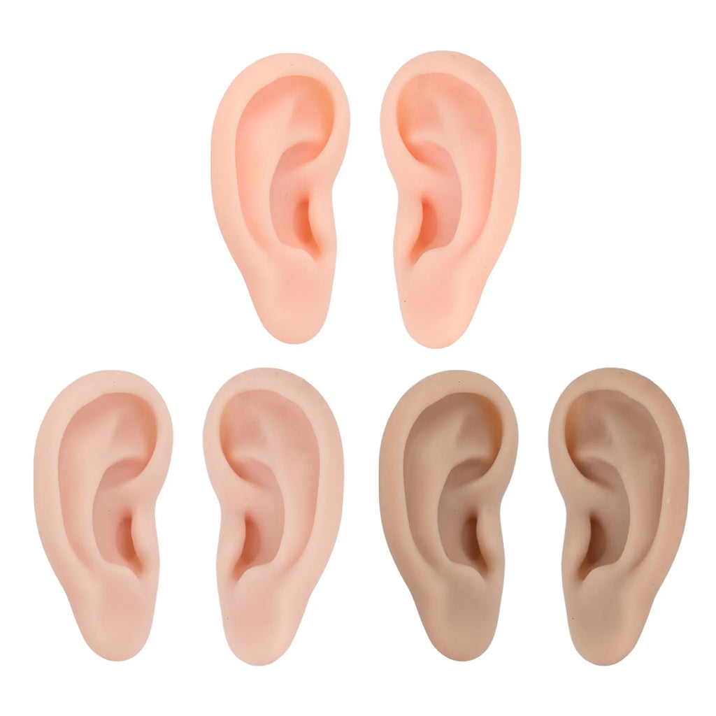 1 Pair Silicone Ear Model Soft Flexible Simulation Ear Model for Earrings Display Ear Piercing Exercise Soft Silicone Ear Model Qme