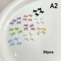 Chic Trendy Manicure Look Ribbon Bowtie Nail Charms Light Luxury Qme A2
