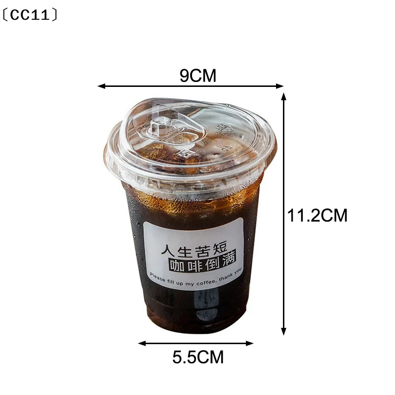 Disposable Coffee Cup Transparent Thickened Milk Tea Lids Suitable Qme