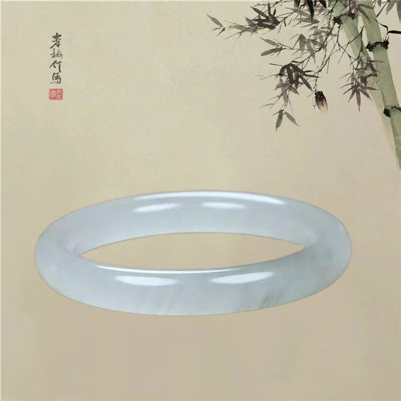 Natural Ice Ink Jade White Moonlight Jade Bracelet Grey Ice Emerald Color Women's Jewelry Wholesale Qme