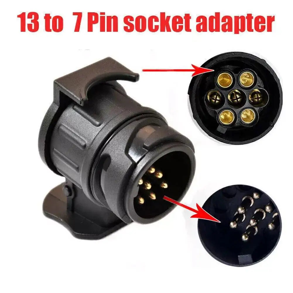 1PCS 13 To 7 Pin Plug Adapter Trailer Connector 12V Towbar Towing Waterproof Plugs Socket Adapter Protect Connections Qme