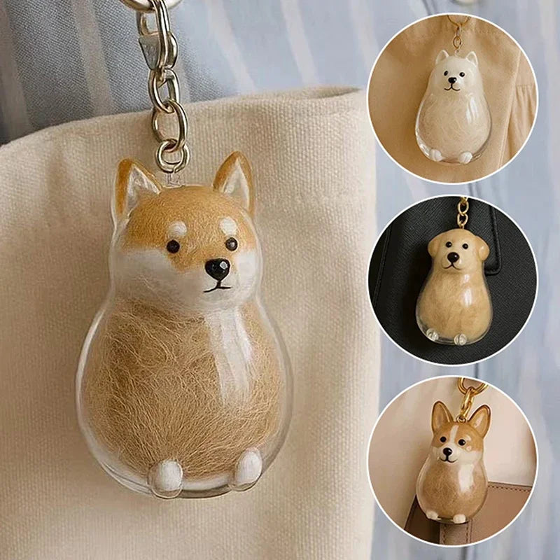 Clear Puppy Hair Memorial Pet's Dog Fur Container DIY Pendant Keychain Decor Pet Lovers Home Display Gifts Qme