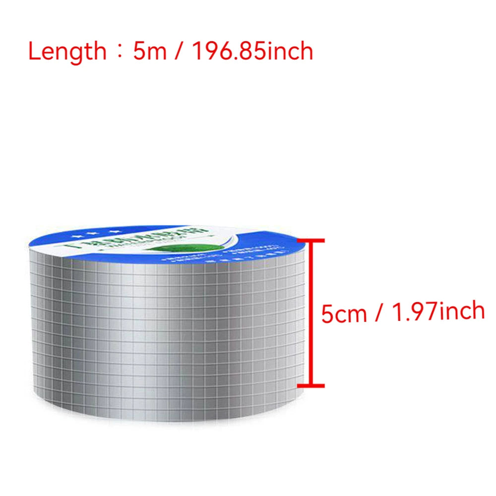 Butyl Seal Tape Aluminum Foil Waterproof Strong Adhesive for Roof Pipe Crack Repair Ductility Thickened Foil Leak Proof Seal Qme 5cmx5m