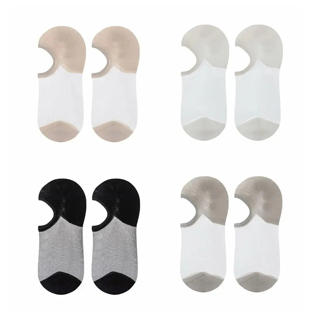 6 Pairs Comfortable Ultra-thin Transparent No-show Socks Non-slip Qme