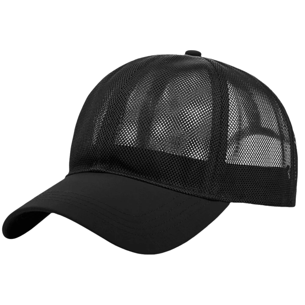 Adjustable Full Mesh Baseball Cap Sun Protection Openwork Quick Dry Baseball Cap Polyester Soild Color Hollow Out Baseball Cap Qme Black