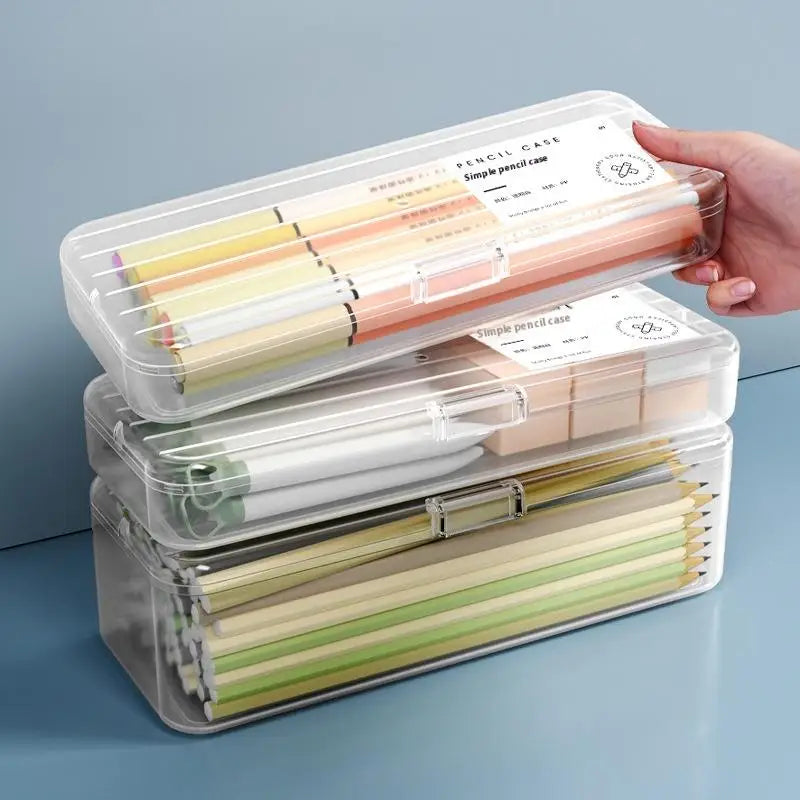 Student Simple Stationery Box Pencil Case Water Pen Transparent Holder Qme
