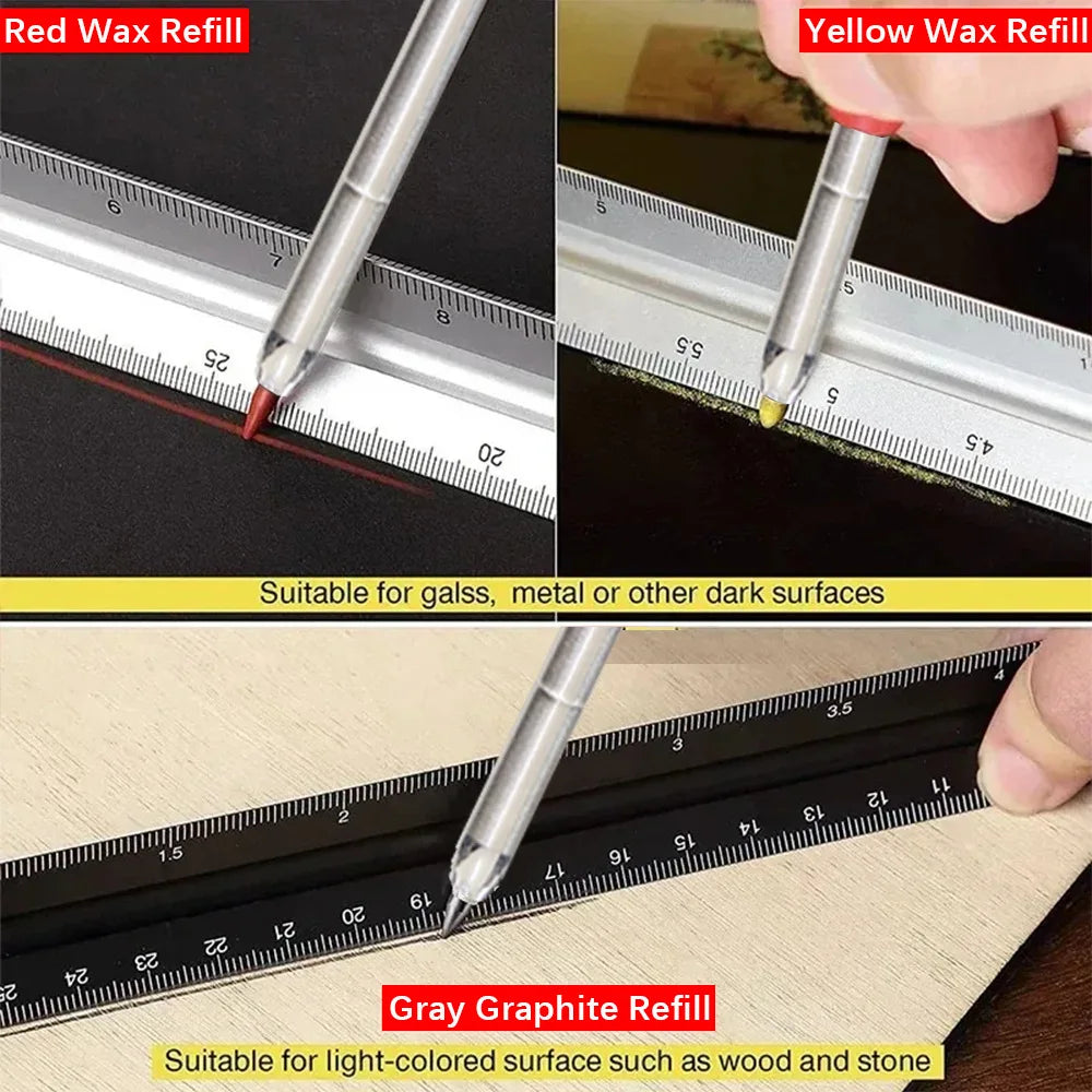 Solid Carpenter Mechanical Pencil With Built-in Sharpener 2.8mm Refillable,Deep Hole Marker for Woodworking Construction Tool Qme