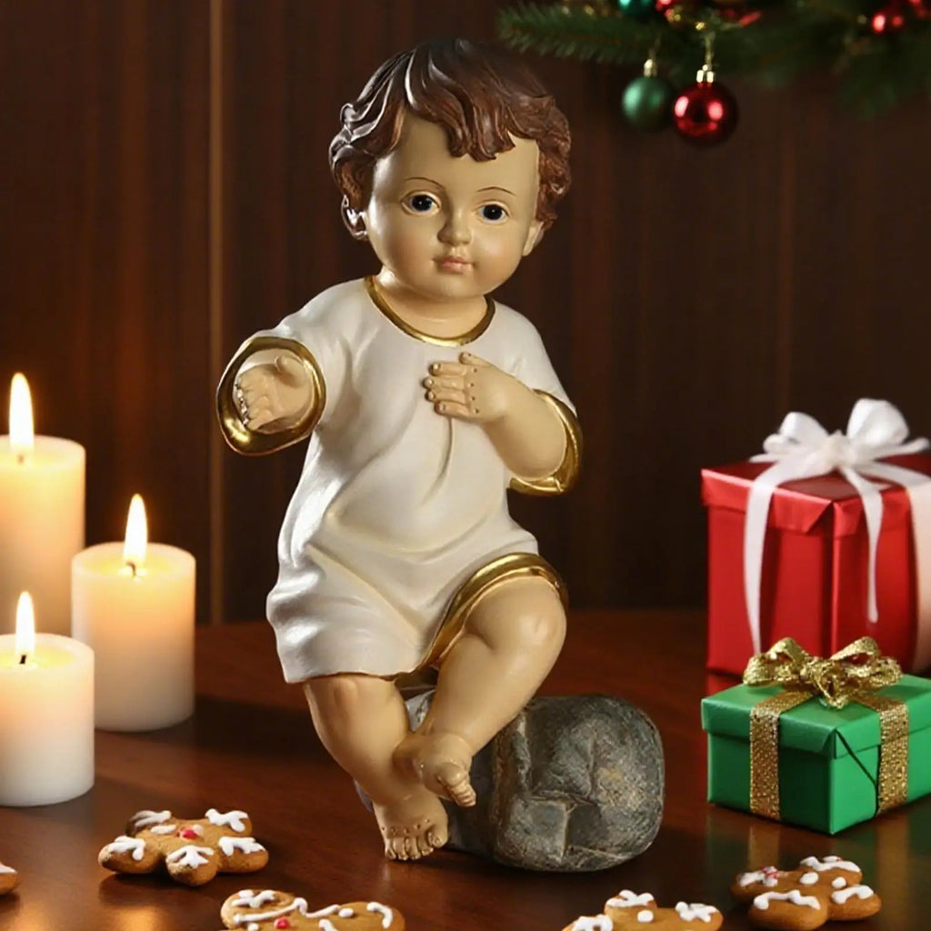 Baby Jesus Figurine Holiday Resin Nativity Ornaments Miniature Catholic Christian Statue Figurines Home Families Decors Qme