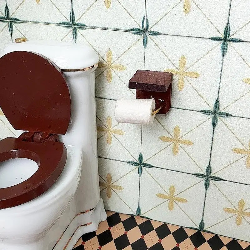1 12 Dollhouse Miniature Furniture Paper Towel Holder Toilet Model Qme