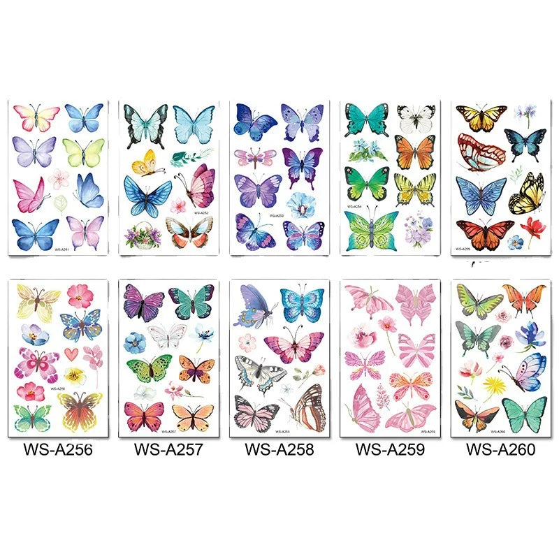 A 4/6/10PCS Butterfly Tattoo Children's Stickers Mini Waterproof Tattoos for Kids Transfer Tattoos Stickers Temporary Tattoo Qme