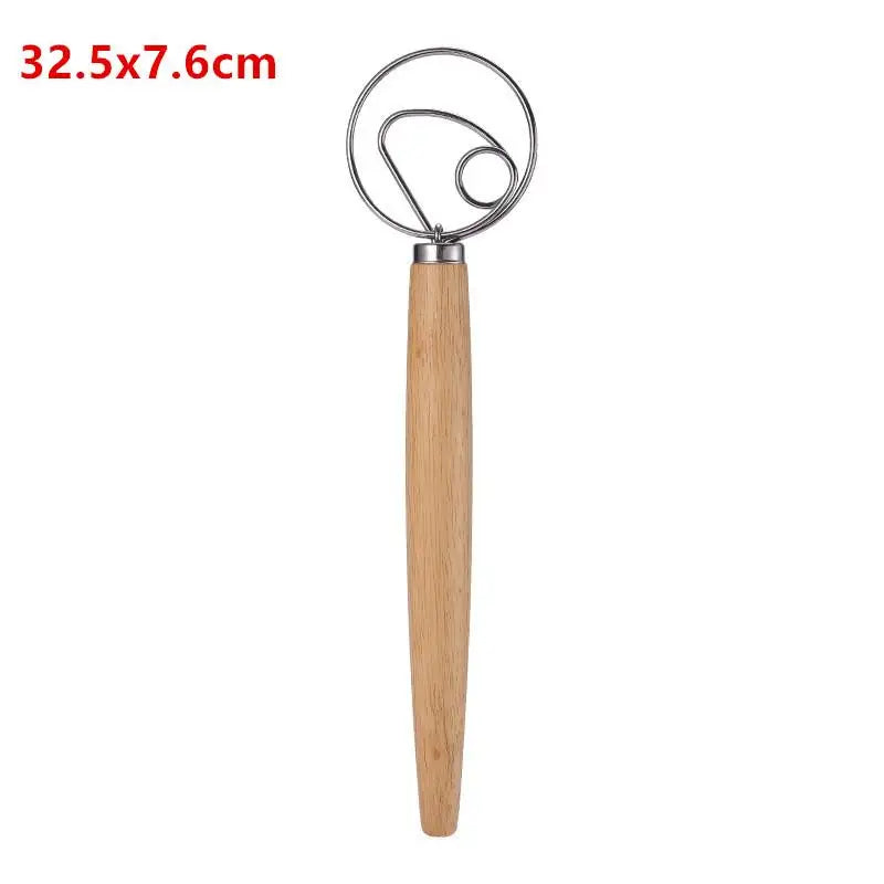 Stainless Steel Dough Whisk With Smooth Wooden Handle Sourdough & Bread Mixing Danish Dough Whisk Bread Tools Qme E