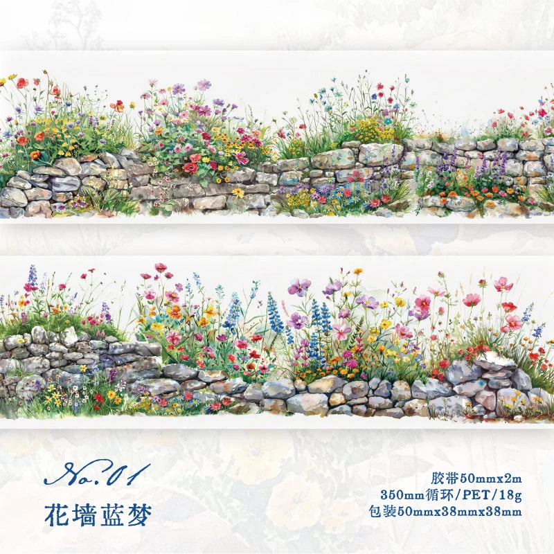 1 roll Flower Wall Hedge Landscaping Tape for Handbook DIY Scrapbook Collage Material Phone Case Notebook Decoration Gift Qme 1