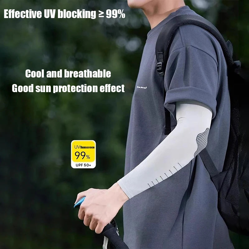 Ice Sleeves Men's Sun Protection UV Long Loose Summer Sports Cycling Qme