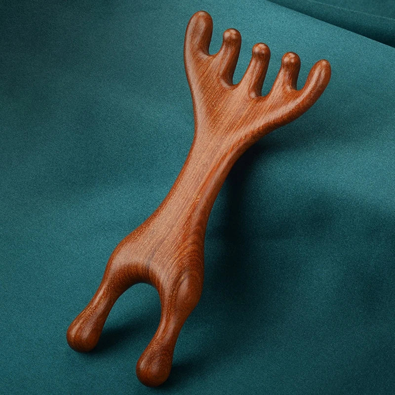 Body Meridian Massage Comb Sandalwood Deer Antlers Wide Tooth Qme