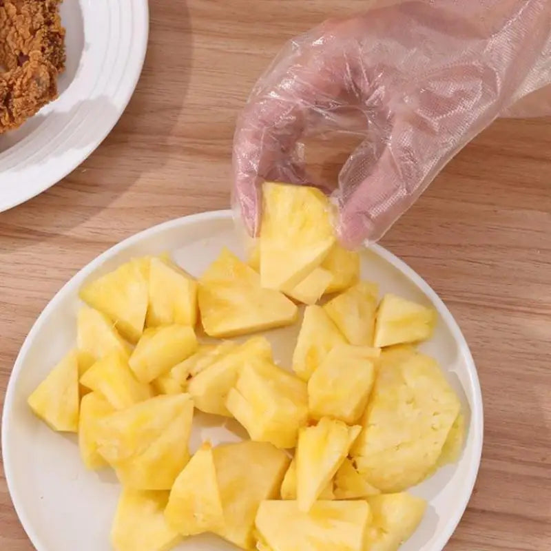 Clear Disposable Gloves Transparent Plastic Latex Food Prep Safe Qme