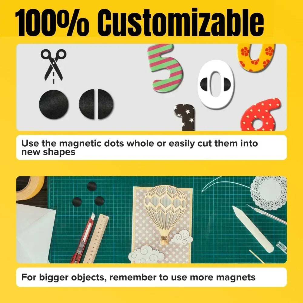 10PCS Self-Adhesive Magnetic Sheets Household DIY Craft Decoration Fridge Magnets Soft Rubber Square Round Magnetic Stickers Qme