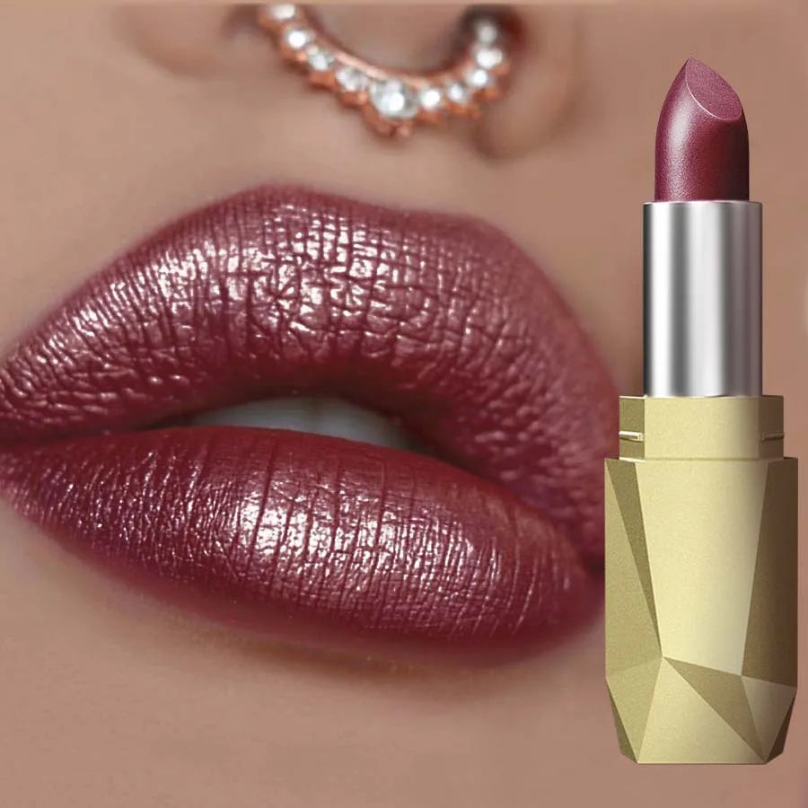 Red Metallic Lipstick Long Lasting Glitter Waterproof Lip Glaze Qme 111