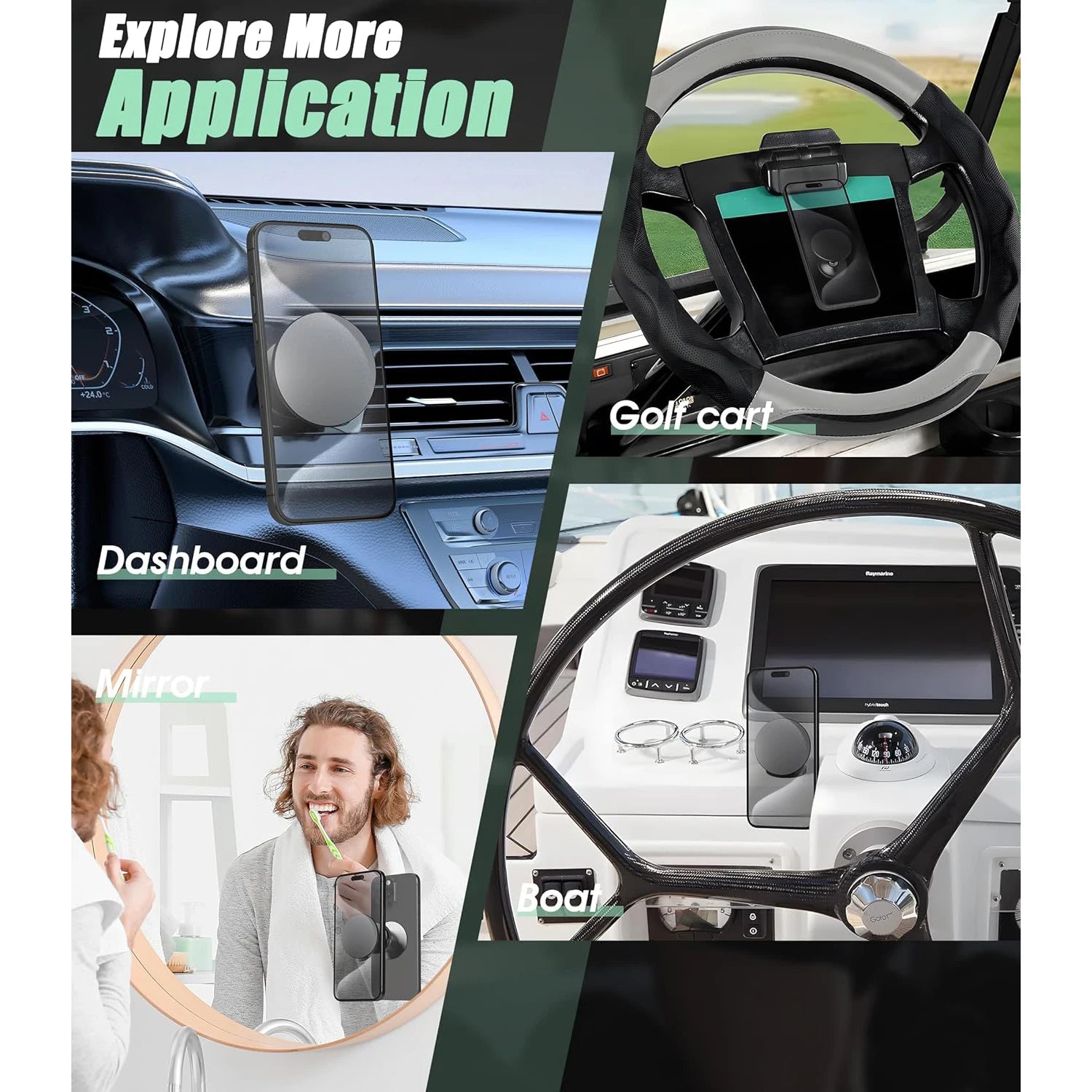 Upgraded Gym Double-Ball 360° Rotations, Car Magnetic Phone Mount Holder Compatible for MagSafe for Videos and Selfies Qme