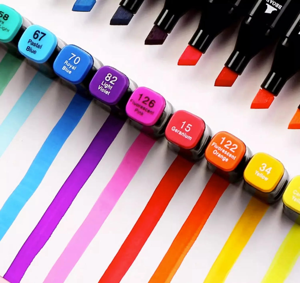 12 Pcs Oily Marker Pen Set Art Alcohol Based Markers Dual Tips Sketching Drawing Graffiti Manga School Art Supplies Qme