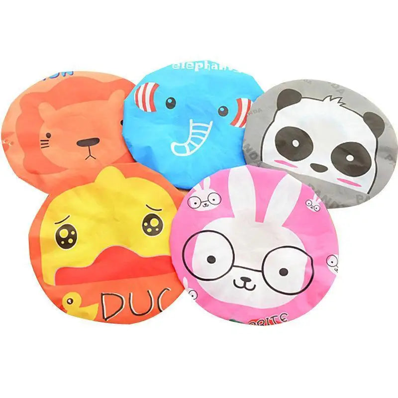 4Pcs/lot Random Style Lovely Cartoon Women Shower Caps Colorful Bath Shower Hair Cover Adults Waterproof Bathing Cap Animal Qme