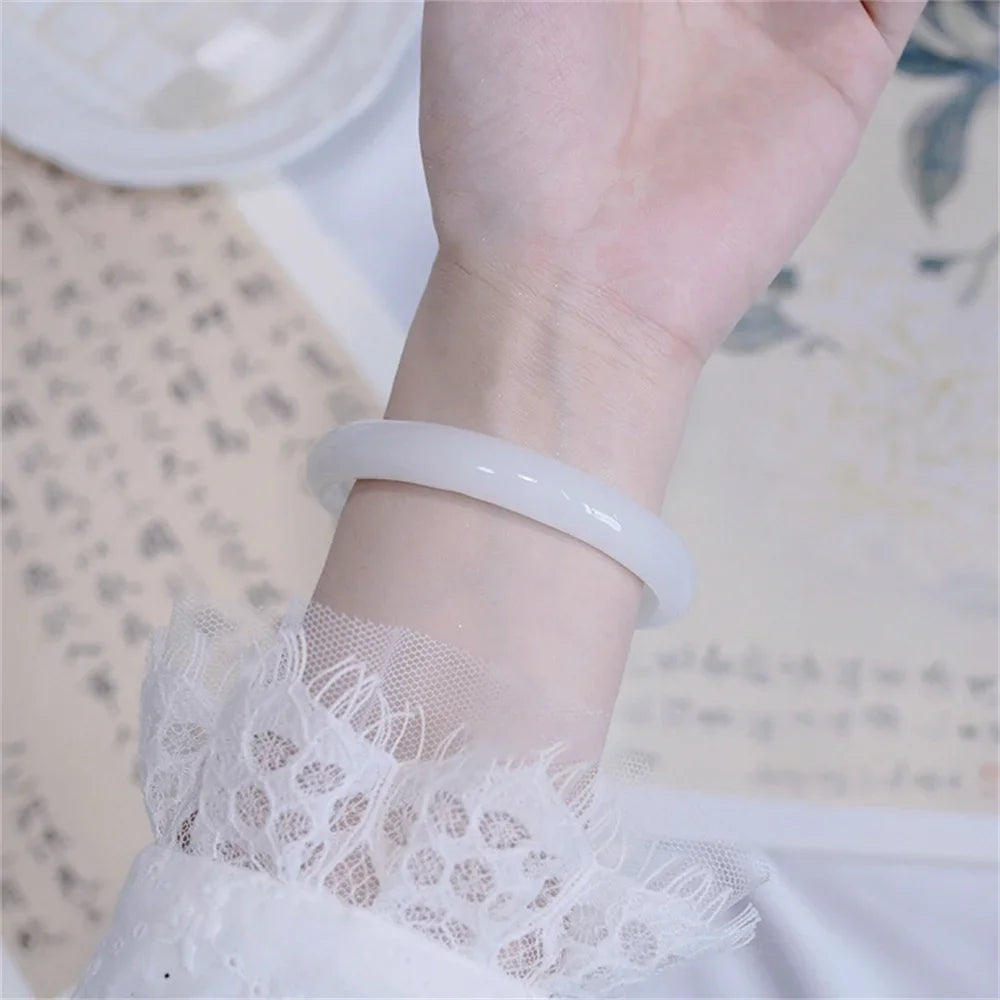 Beautiful Girl Green White Bracelet Elegant Gift Chinese Style Popular Retro Ink Round Bracelet Simple Temperament Bracelet Qme 1