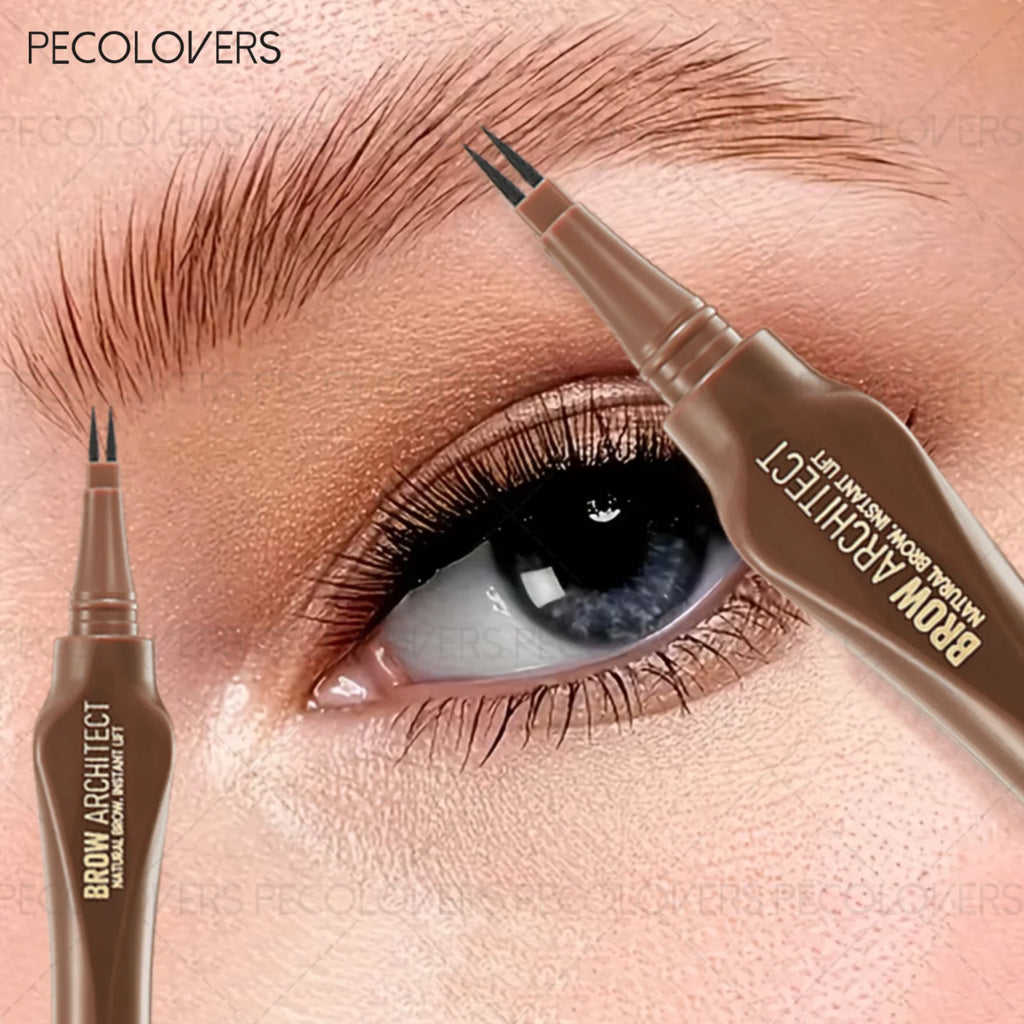 Waterproof Dual-prong Eyebrow Pen Two-prong Tip Created Natural 3D Qme