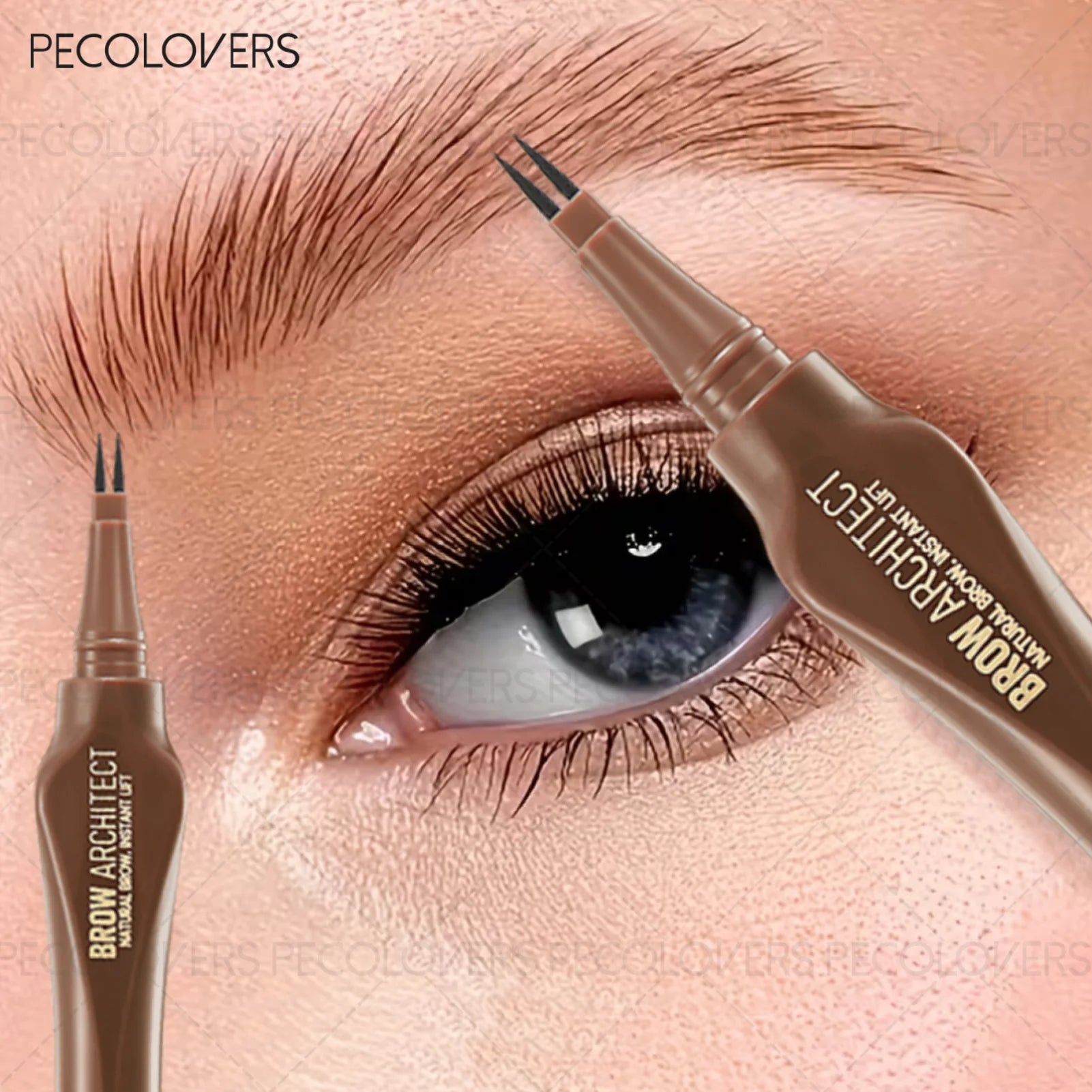 Waterproof Dual-prong Eyebrow Pen Two-prong Tip Created Natural 3D Qme