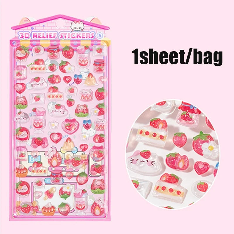 1 Sheet 3D Puffy Jelly Candy Stickers Wobble Sensory Game for DIY Crafts Scrapbooking Journal Laptop Decoration Qme 1