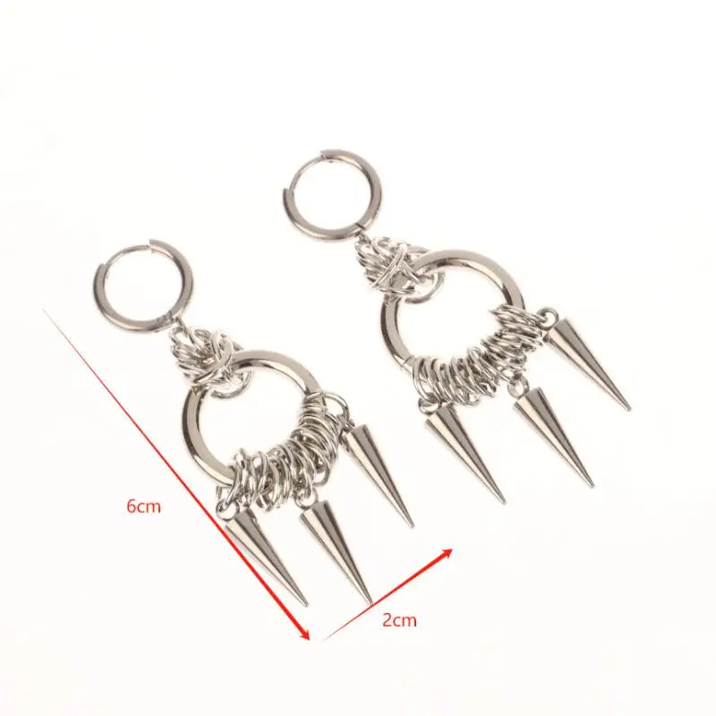 Punk Style Spiked Earrings For Women Men Gothic Cone Pendant Earrings Y2K Grunge Dangle Jewelry Gift Qme