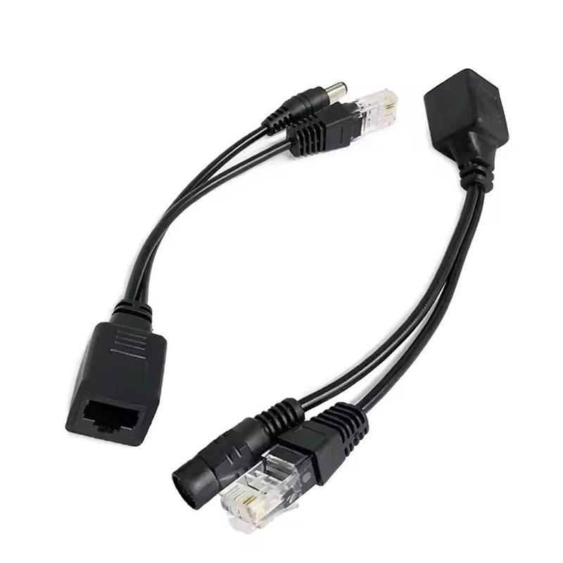 ‌10-Pack Waterproof PoE Splitter 100/1000Mbps 48V Input 12V Output RJ45 for Security Systems Qme Black