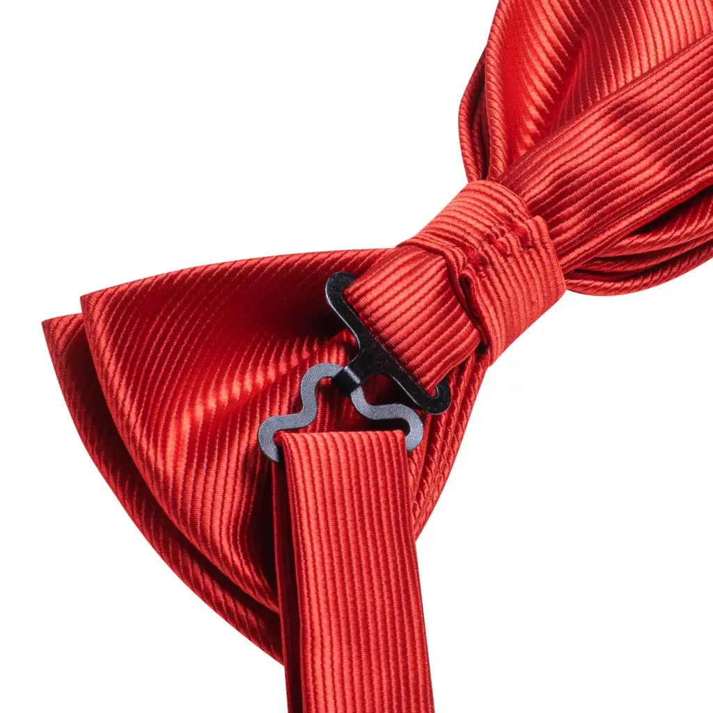 Rose Red Burgundy Maroon Silk Mens Bow Tie Hanky Cufflinks Set Jacquard Pre-tied Butterfly Knot Bowtie for Male Wedding Business Qme
