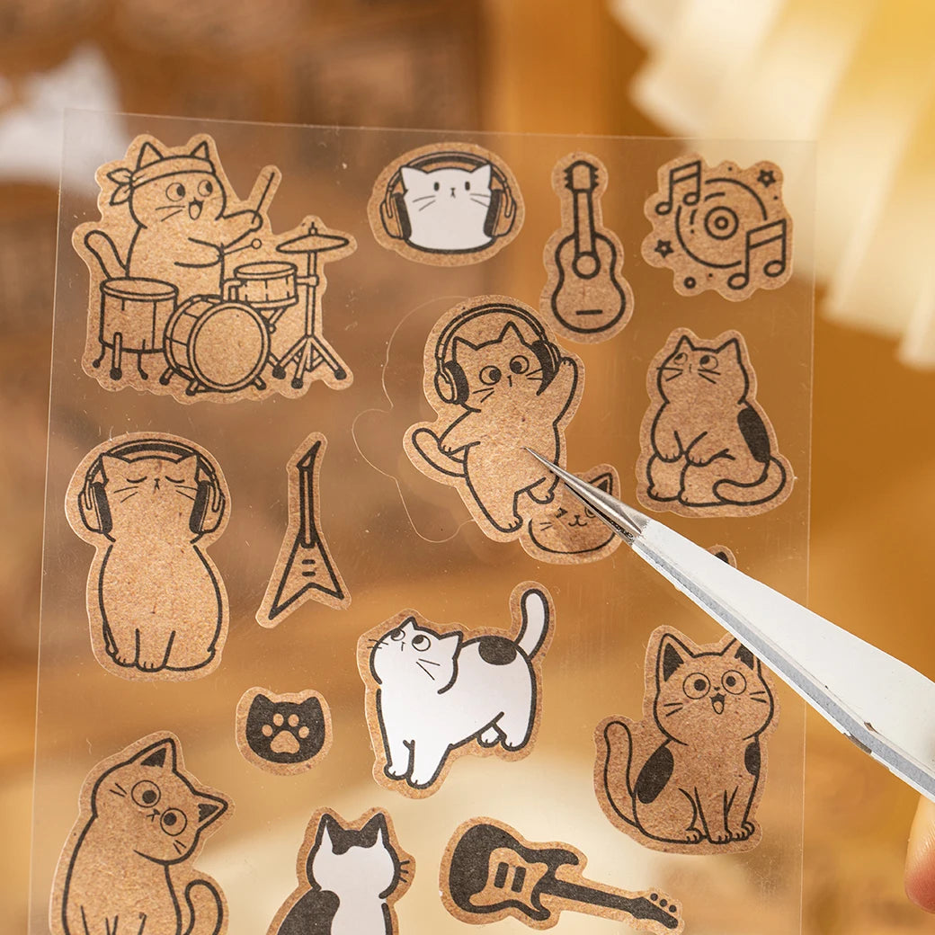 12 Sheets/6 Bag Kawaii Cute Cat Stamp Seal Sticker Pack for DIY Craft Scrapbooking Journal Planner Decoration Supplies Qme