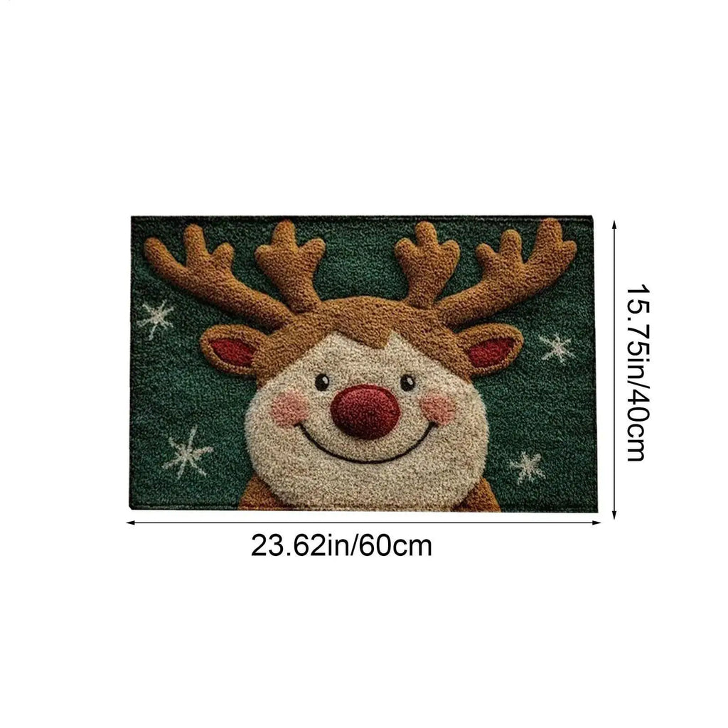 Christmas Door Mat Outdoor Non-slip Reindeer Doormat 23 6x15 Washable Qme