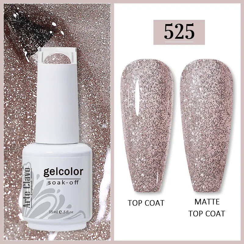 Arte Clavo 99Colors Gel Nail Polish Purple Glitter Sequins Manicure Qme 525