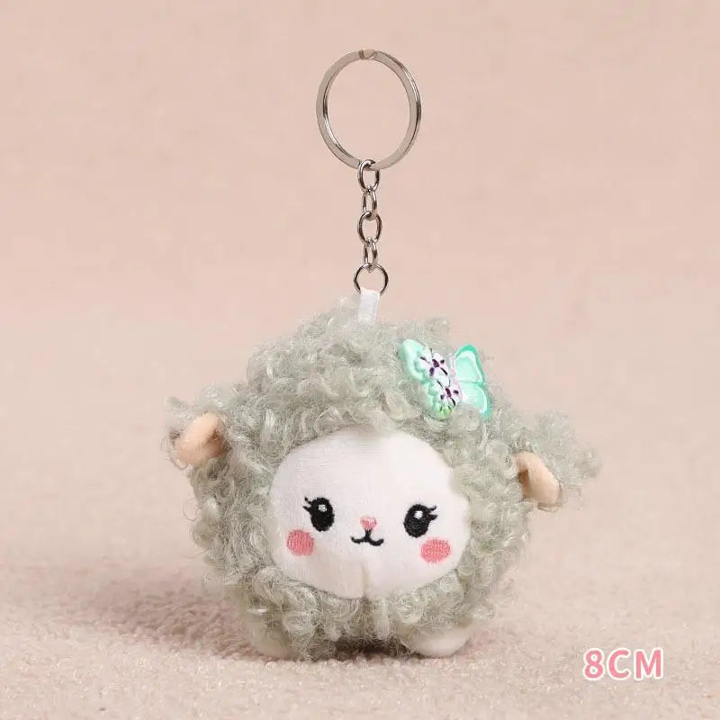 Soft Plush Sheep Keychain White Sheep Keychains Mini 3d Animal Key Ring Holder Bag Charms Car Pendants Gift Qme A9 8CM