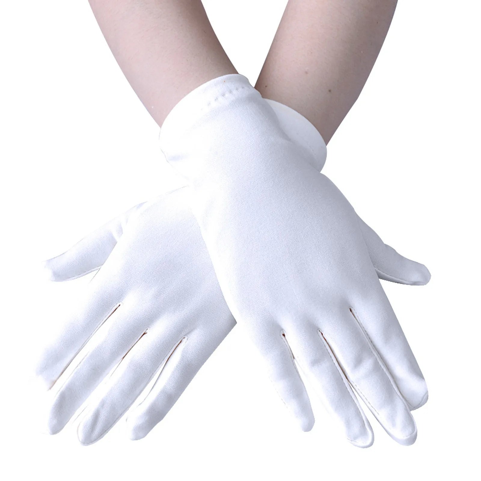 Women and Men Multicolor Stage Performance Masquerade Party Cosplay Opera Accessories Multipropose Etiquette Mittens Qme White