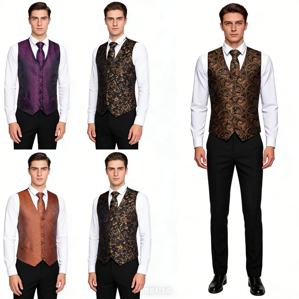 Men's Paisley Floral Vest Includes Matching Tie Cufflinks Weddings Qme