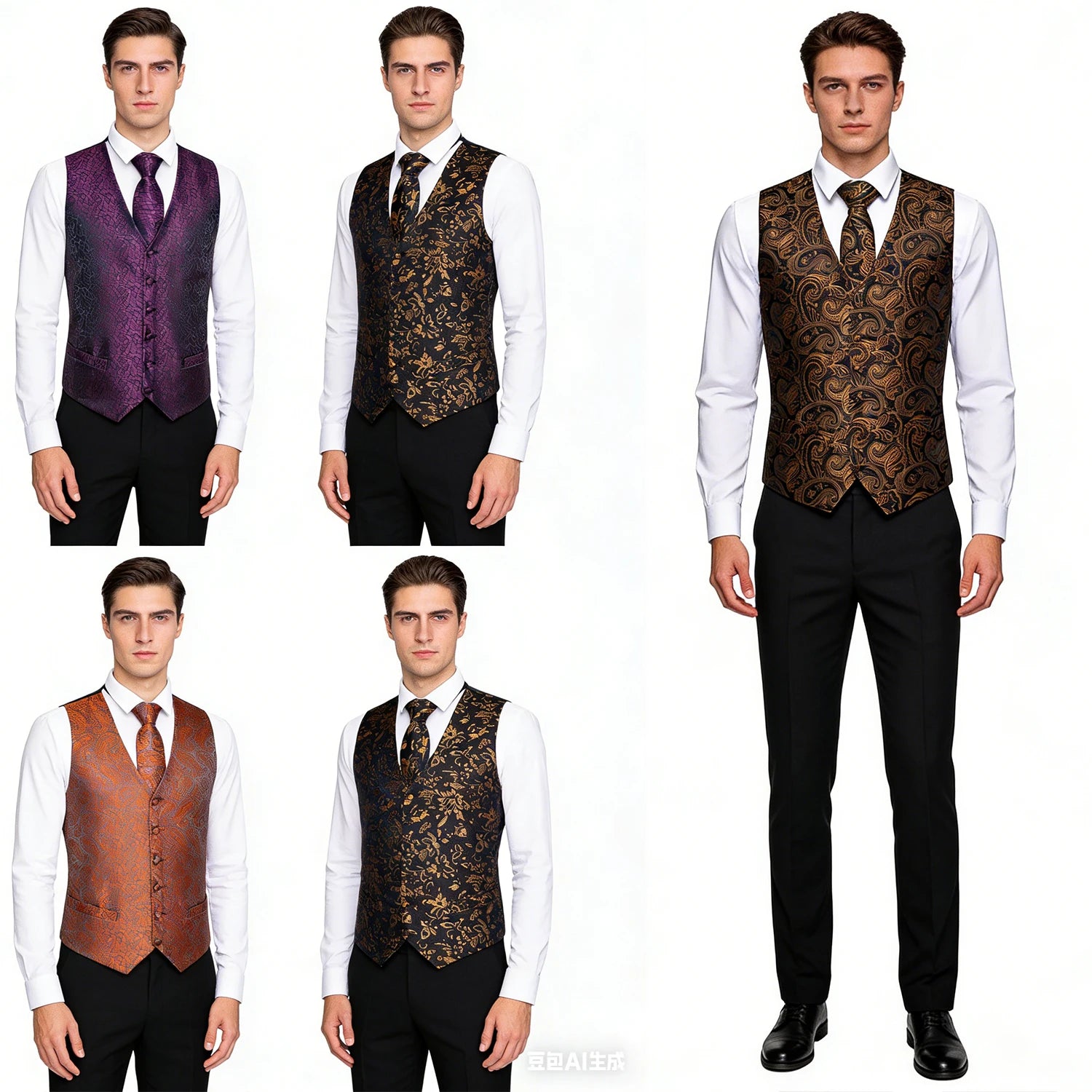 Men's Paisley Floral Vest Includes Matching Tie Cufflinks Weddings Qme