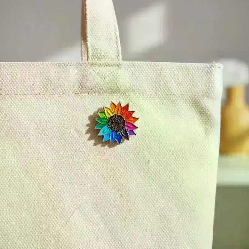 Rainbow Sunflower Enamel Pin Collar Lapel Badge Backpack Clothing Accessories Fashion Jewelry Gift For Party Daily Wear Qme