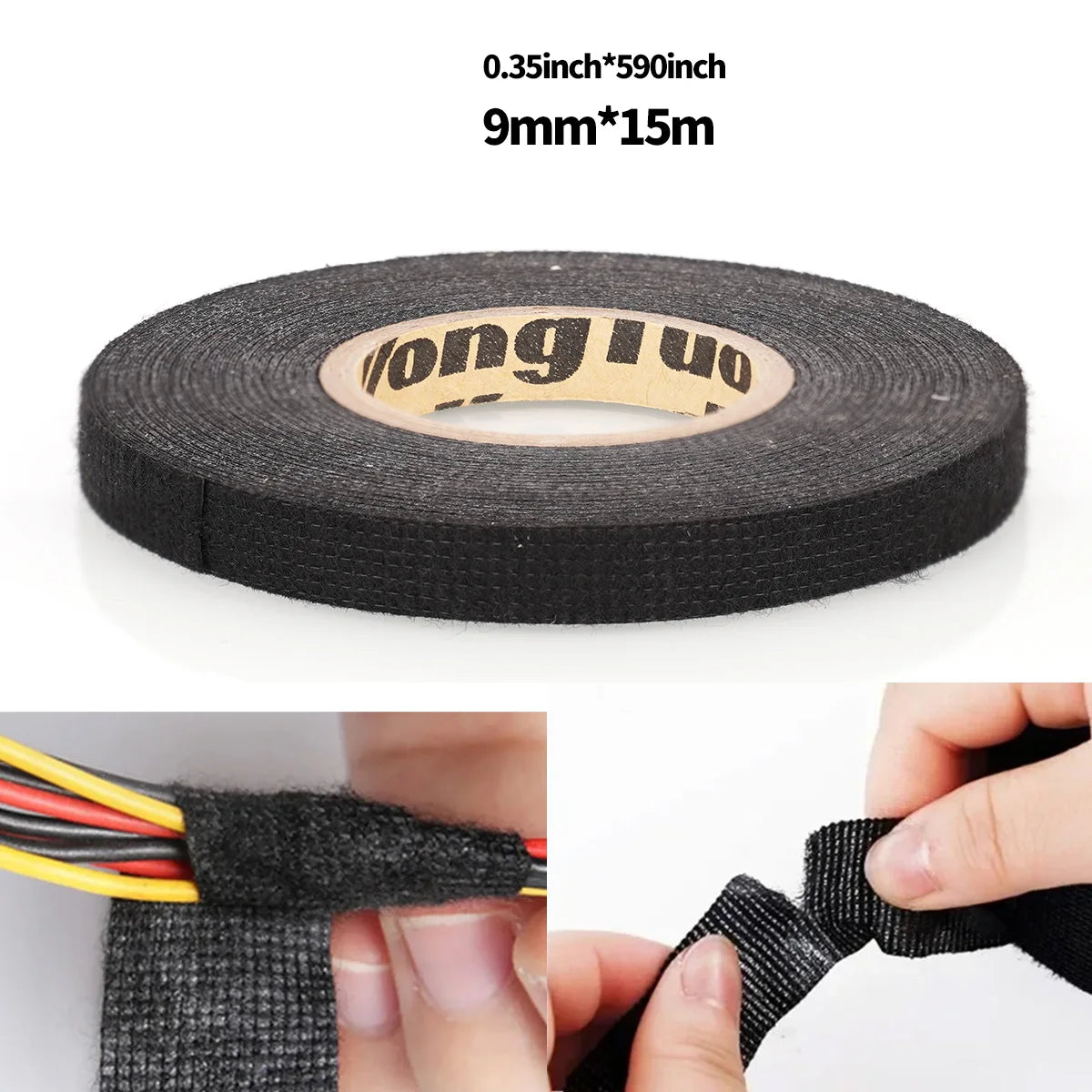 15 Meter Flame Retardant Tape Heat-resistant Adhesive Cloth Tape For Car Cable Harness Wiring Loom Protection Qme 9mm