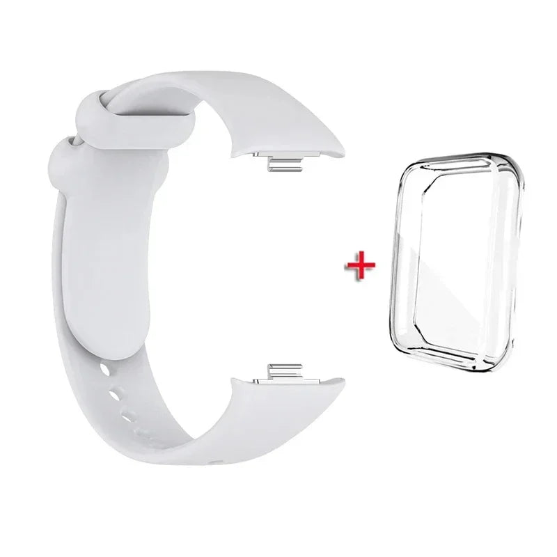 Strap+case for Xiaomi Mi Band 8 Pro Strap Smart Band Protective Case Silicone Wristband Bracelet for Miband 8Pro Qme Grey With Case Mi Band 8 Pro