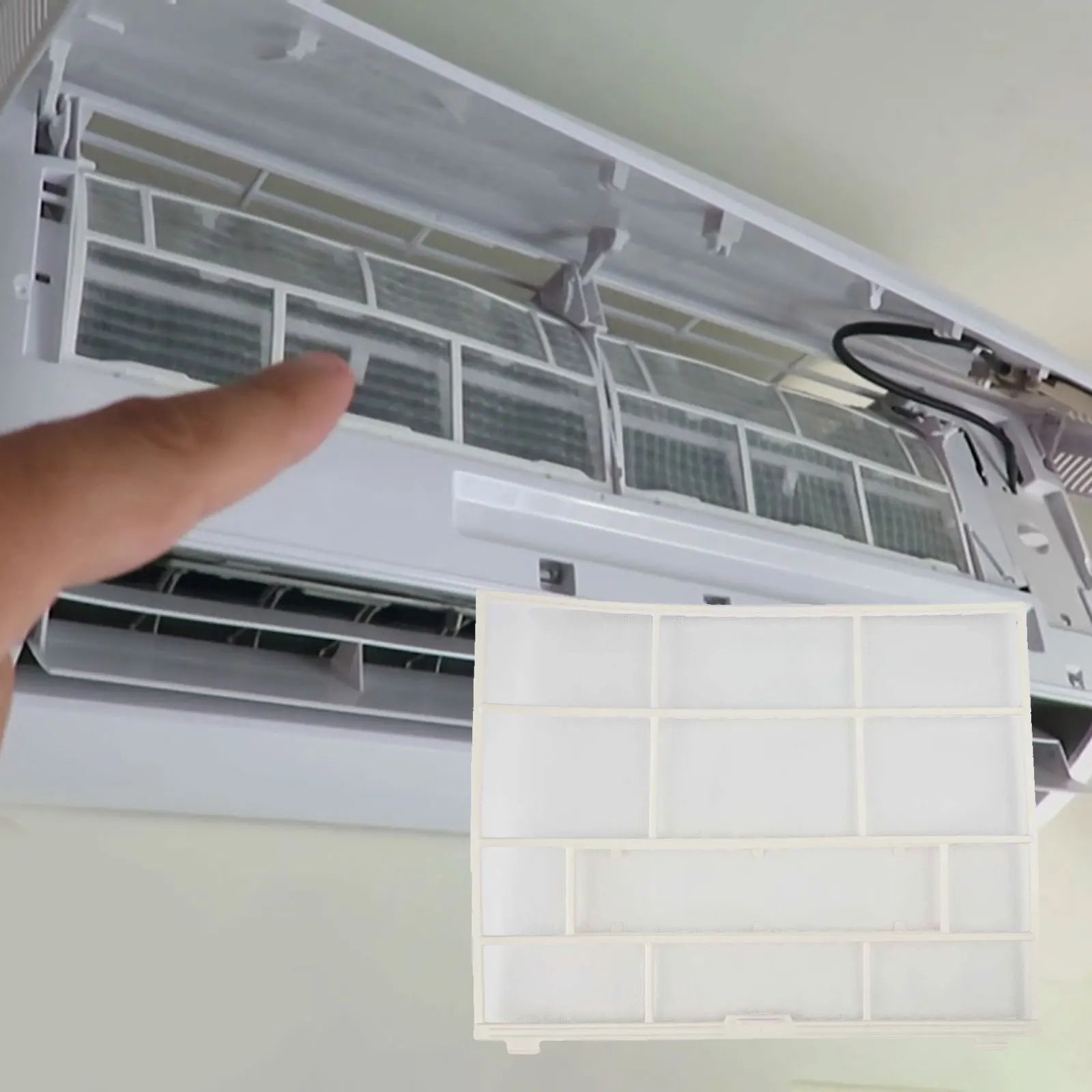 1Pc Indoor Unit Hanging AC Dust Filter Screen Air Conditioner Outlet Protection Mesh Cover Easy Install Accessory Qme 32X25.5cm