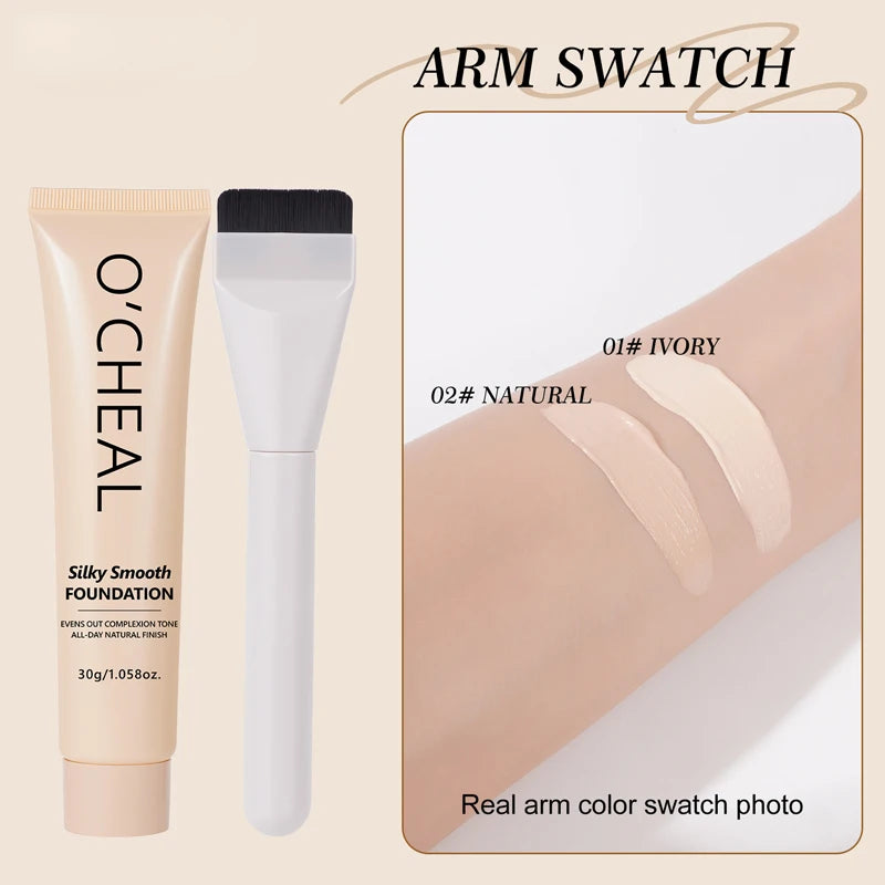 Silky Soft Liquid Foundation Lightweight Waterproof Sweat Resistant Qme