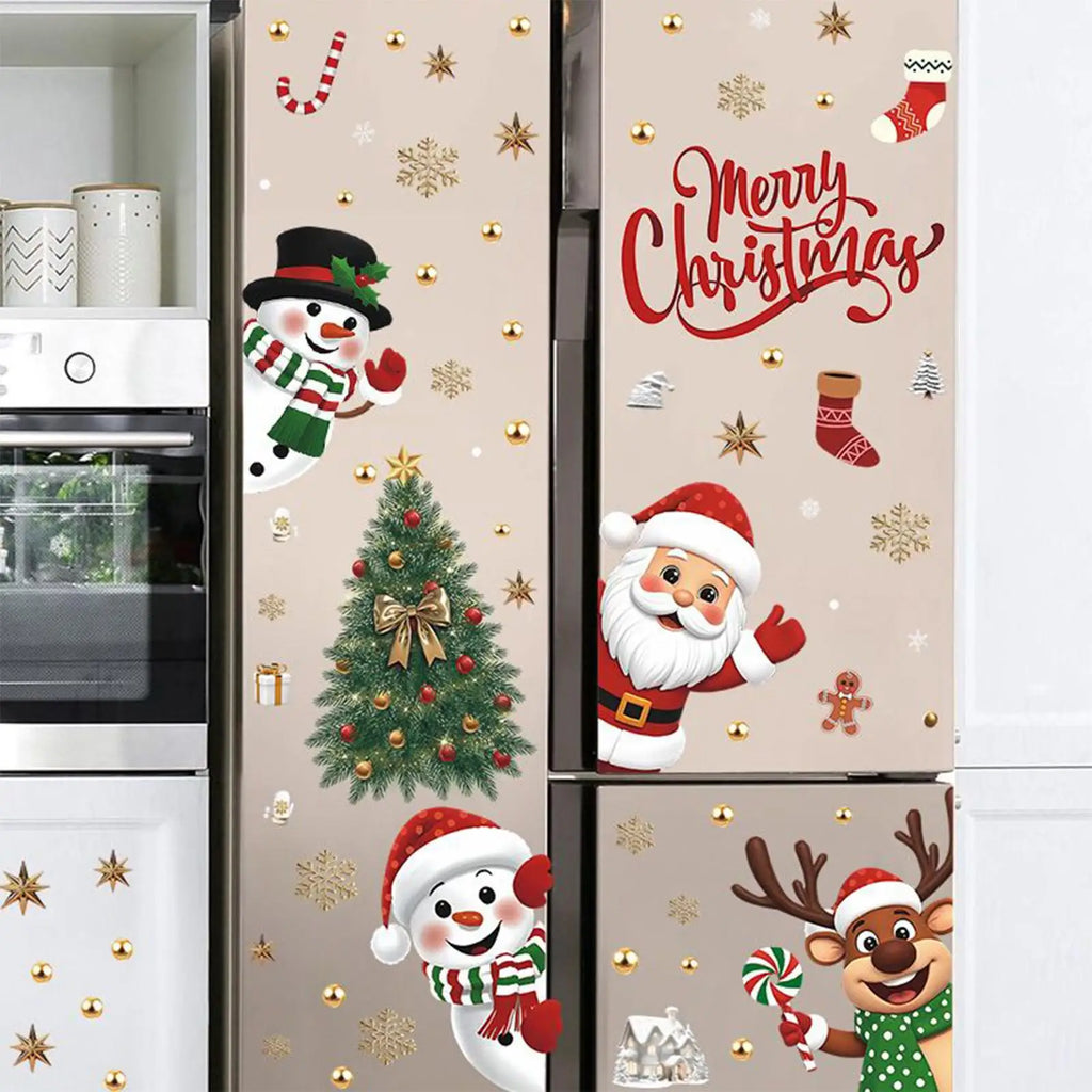 Christmas Window Decals Santa Claus Tree Snowflake Reindeer Snowman Qme