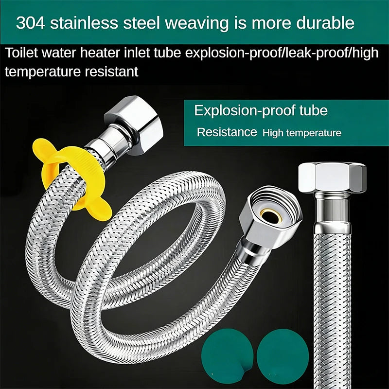 Stainless Steel Braided Tubing High-Pressure Thickened Hot And Cold Water Inlet Pipe Qme