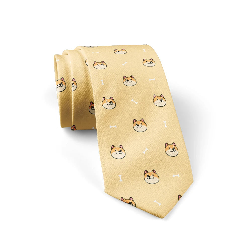 Fashionable Ukiyo-e Wave Print Tie Funny Small Animal Polyester Qme style7