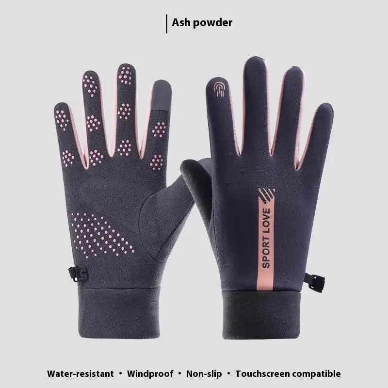1Pair Touchscreen Finger Winter Gloves Men Women-waterproof Thermal Qme 1 Gray