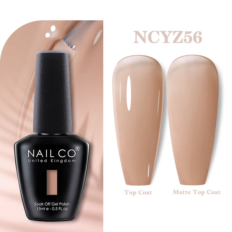 NAILCO Rubber Base Gel Polish Milky Pink Jelly White Beige 6Colors
