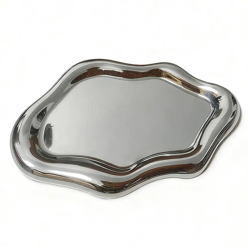 Simple Jewelry Storage Tray Creative White/silver Storage Tray Decorative Ornaments Electroplated Jewelry Tray Qme silvery