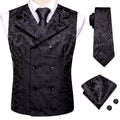 Formal Men V-neck Waistcoat 4-in- Vest Tie Pocket Square Cufflinks Qme MJTZ3118 XXL